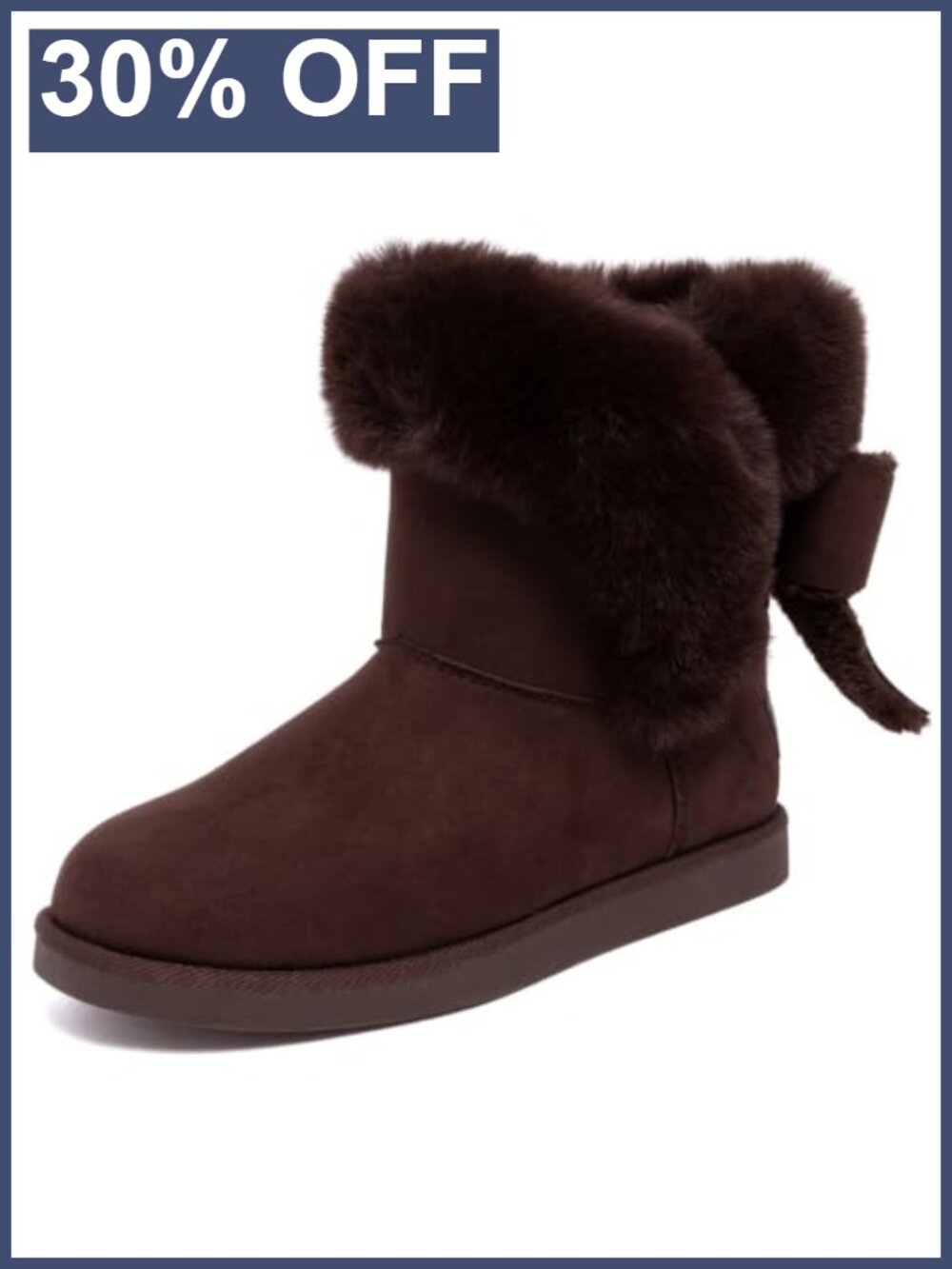 Slip On Winter Snow Boots Faux Fur Lining Insulated Round Toe Ankle Booties